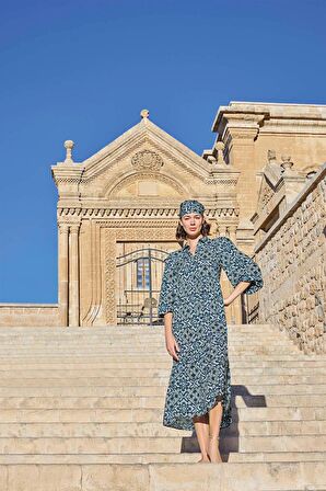 Monamise Kadın Etnik Desenli Truvakar Kollu Elbise 23017 