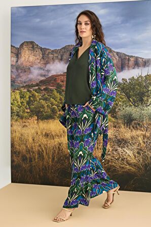 Monamise Kadın Çiçek Desenli 3'lü Pijama Takımı 23136 