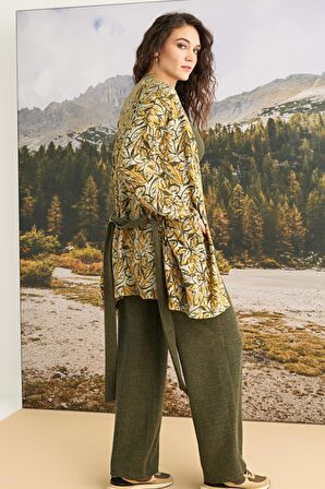 Monamise Kadın Yaprak Desenli 3'lü Kışlık Takım 23148 