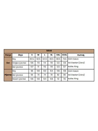 Monamise Kadın Kısa Kollu V Yakalı Dantelli Pijama Takımı 18569 
