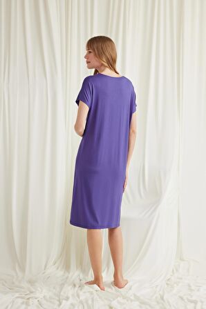 Monamise Kadın Yakası Dantelli Kısa Kollu Gecelik 18570 