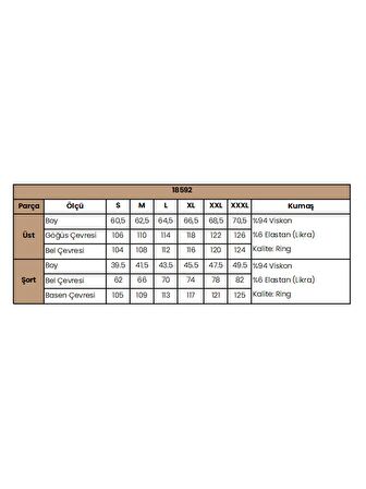 Monamise Kadın Kısa Kollu Dantelli V Yaka Şort Takımı 18592 
