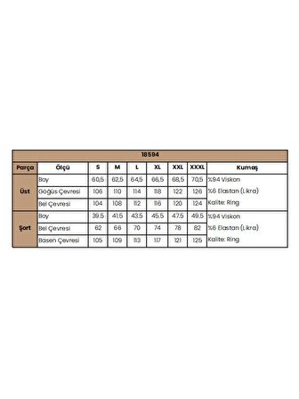Monamise Kadın Kısa Kollu Dantelli V Yaka Şort Takımı 18594 