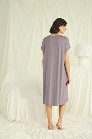 Monamise Kadın Yakası Dantelli Kısa Kollu Gecelik 18640 