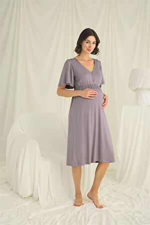 Monamise Kadın Dantelli Önü Düğmeli Hamile Lohusa Gecelik 18642 
