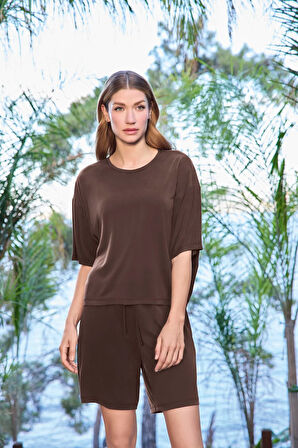 Monamise Kadın Kısa Kollu Bisiklet Yaka Alt Üst Takım 25085 