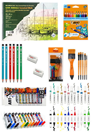 Art Liva Resim Defteri Fon Kartonlu 25X35 Rich Art-X Marker Duo Çift Uçlu Marker Kalem 12 Set 4