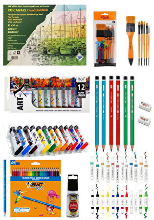 Art Liva Resim Defteri Fon Kartonlu 35x50 Olıo Maxı Yağlı Pastel Boya Sanatsal Gereçler Set 5
