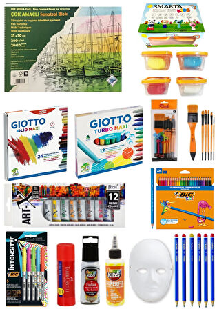 Art Liva Resim Defteri Fon Kartonlu 35x50 İntensity Markör Karışık 5'Li Sanatsal Gereçler Set 8