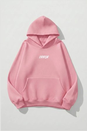 Unisex Yumuşak Dokulu Error Baskılı Tasarım Oversize 3 İplik Hoodie Sweatshirt