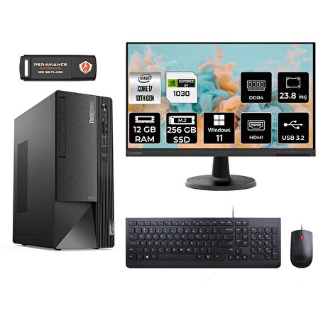 Lenovo ThinkCentre Neo 50T i7 13700 12GB 256GB SSD GT1030/4GB W11P 12JD0008TR MASAÜSTÜ PC & 23.8" MONİTÖR