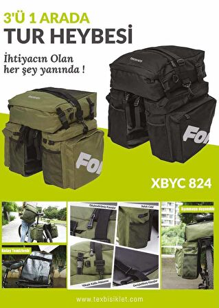 XBYC 824 FORTE GT 824 BİSİKLET TUR HEYBESİ 60 LT.YEŞİL RENK