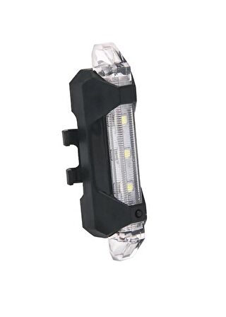 Bisiklet Işığı Led Stop Arka Ikaz Lamba Işık Usb Şarjlı 4 Mod beyaz-kırmızı ledli