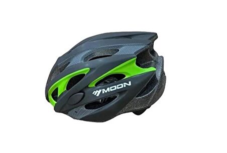 Moon MTB Bisiklet Kask MV29 Flaşörlü M Beden Bisiklet Kaskı Medium Mat Siyah / Yeşil