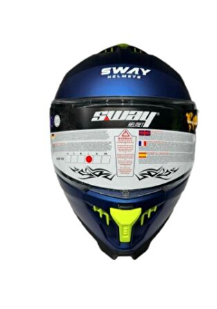 Sway Xbyc 865 Full Face Güneş Gözlüklü Kapalı Motosiklet Kaskı XL Beden Mat Mavi