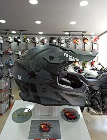 Sway 617 Full Face Cross Kapalı Bisiklet Motosiklet Enduro Kaskı XL Beden Mat Siyah Gri