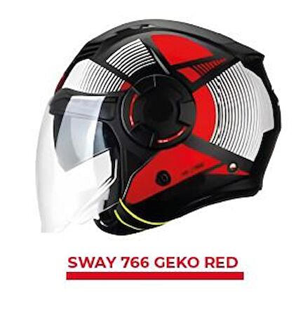 Sway Xbyc 766 Geko Güneş Gözlüklü Yarım Motosiklet Kaskı M Beden Siyah Kırmızı