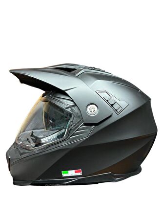 Sway X60 Solid Full Face Enduro Touring Adventure Kapalı Motosiklet Kaskı M Beden Siyah