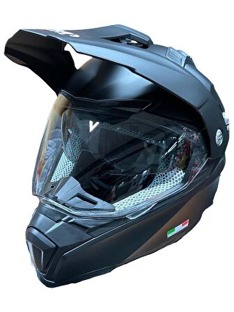 Sway X60 Solid Full Face Enduro Touring Adventure Kapalı Motosiklet Kaskı M Beden Siyah