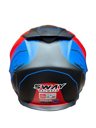 Sway X60 Solid Full Face Enduro Touring Adventure Kapalı Motosiklet Kaskı M Beden Siyah Kırmızı
