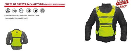 Forte Gt Xbyc 1179 Motosiklet Reflektif Yelek Yanları Ayarlanabilir Cırtlı S-XL Beden