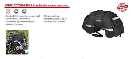 Forte Gt 70896 Pera Motosiklet Arka Çanta Heybe 60 Litre Motosiklet Heybe Çantası