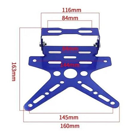 Tex 2311 Katlanabilir Metal Motosiklet Plakalık Sinyal Bağlantılı Mavi