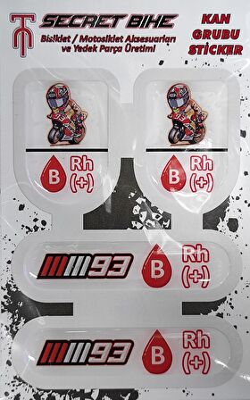 Secret Bike Kırmızı Motosiklet Ve Kask Kan Grubu Sticker B Rh (+) Pozitif 