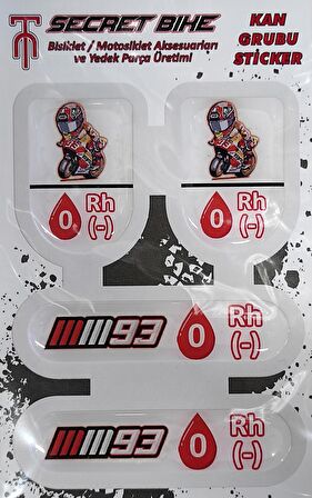 Secret Bike Kırmızı Motosiklet Ve Kask Kan Grubu Sticker 0 Rh (-) Negatif