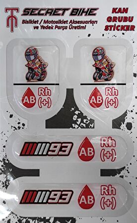 Secret Bike Kırmızı Motosiklet Ve Kask Kan Grubu Sticker AB Rh (+) Pozitif