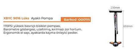 XBYC 9016 LÜX BÜYÜK AYAKLI POMPA 170PSI yüksek basınçlı Bisiklet Motosiklet Scooter POMPA