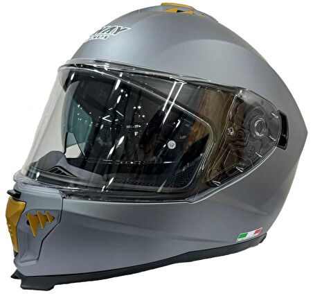 Sway 865 Full Face Double Visor Güneş Gözlüklü Kapalı Motosiklet Kaskı 2XL Beden Mat Gri