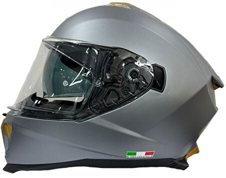 Sway 865 Full Face Double Visor Güneş Gözlüklü Kapalı Motosiklet Kaskı 2XL Beden Mat Gri
