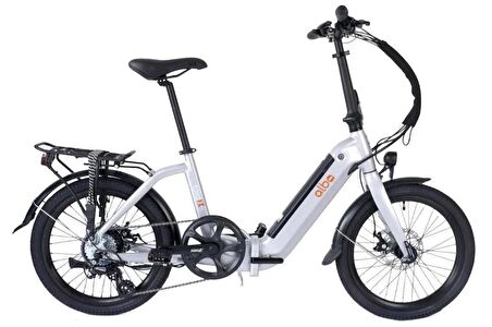Alba Fold X Premium Katlanır Elektrikli Bisiklet Gümüş LCD Gösterge 12.8Ah Batarya, HD Fren