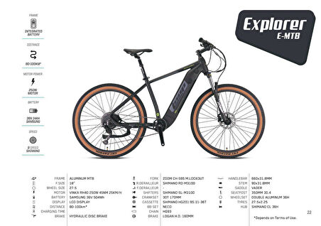 Kron Loop Explorer 27,5" Jant E-MTB 18' Kadro 9 Vites Elektrikli Dağ Bisikleti Siyah Neon Sarı