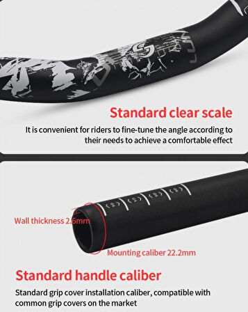 Lunje Alüminyum 31.8 780 mm Riser Mtb Gidon Bisiklet Gidonu Siyah Beyaz