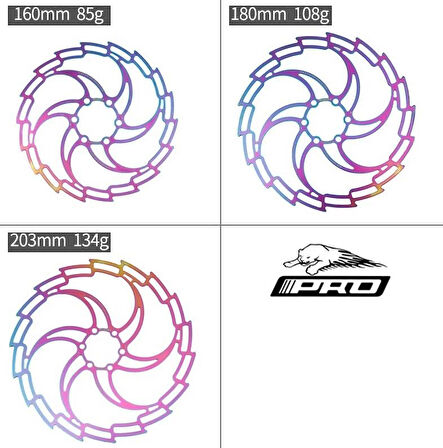 PRO 180 mm Bukalemun Rotor Bisiklet Disk Fren Rotoru 160mm 6 Vida MTB Ultra Hafif Rainbow Rotor