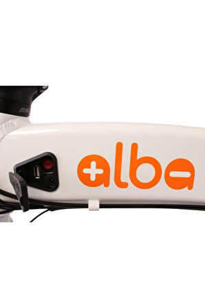 Alba Fold 2 Premium Katlanır Elektrikli Bisiklet LCD Gösterge, 9.6Ah Batarya Beyaz E-Bike