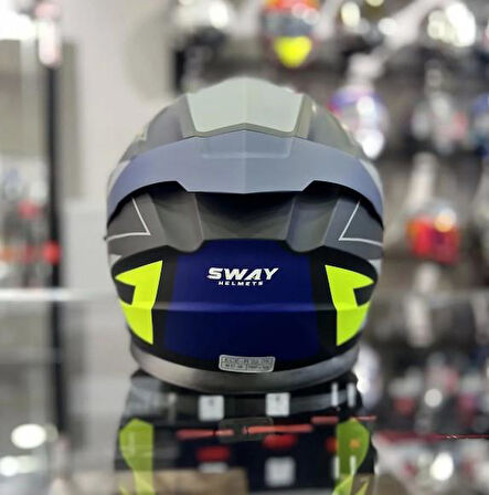 Sway 912 Full Face İridyum Vizör Çene Açılır Motosiklet Kaskı S Beden B1 Blue+1 Şeffaf Vizör Hediye