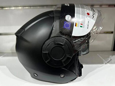 Sway 766 Geko Güneş Gözlüklü Yarım Motosiklet Kaskı 2XL Beden Mat Black