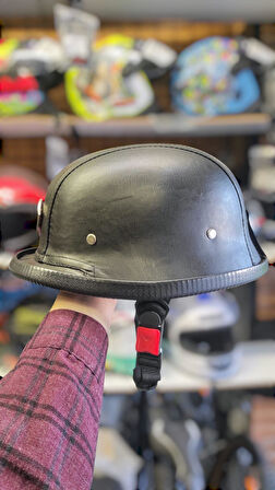 Sway Nazi Model Uv 400 Korumalı Deri Miğfer Yarım Motosiklet Kaskı M Beden