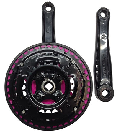Bisiklet Aynakol Sağ Sol Takım 3 Lü Dişli- 24/34/42T x 170mm Siyah Pembe Renk
