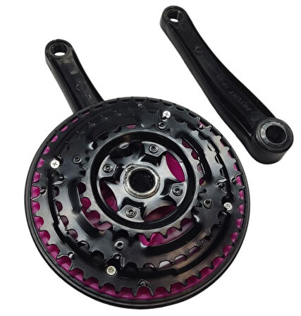 Bisiklet Aynakol Sağ Sol Takım 3 Lü Dişli- 24/34/42T x 170mm Siyah Pembe Renk