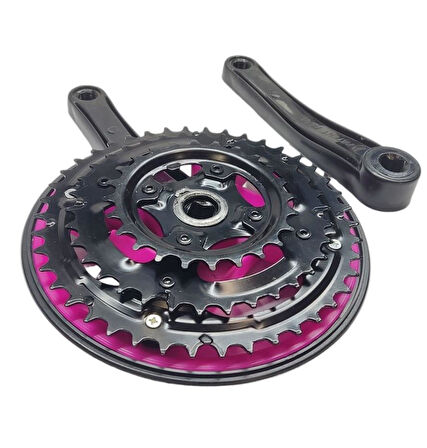 Bisiklet Aynakol Sağ Sol Takım 3 Lü Dişli- 24/34/42T x 170mm Siyah Pembe Renk