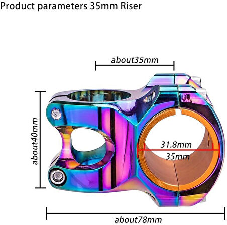 Wake Rainbow Bisiklet Kısa Gidon Boğazı 40mm Bisiklet Yedek Parça Aksesuarı WAKE RAİNBOW