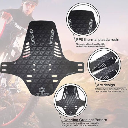 Wake Mtb Bisiklet Çamurluk Trekking Ön Veya Arkaya Takılabilir 4 Adet Cırt Kelepçe Hediyeli 3D Karbon Desen