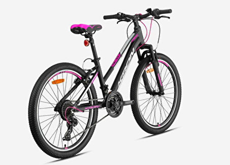 Kron XC 75 24 Jant Lady V-fren 21 Vites Alüminyum Gövde Kız Çocuk Dağ Bisikleti Mat Siyah Pembe
