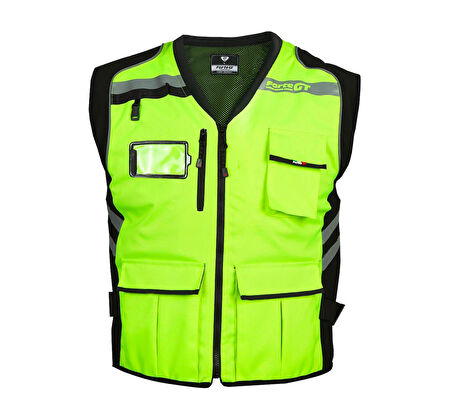 Forte Gt 1188 Motosiklet Reflektif Yelek 3 Adet Kargo Cepli Rüzgar Geçirmez 3XL Beden