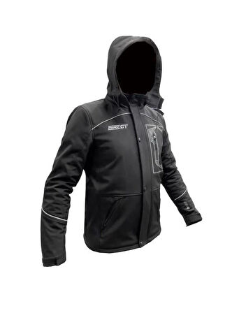 Forte Gt 1084 Babil Full Koruma 4 Mevsim Kışlık Softshell Motosiklet Montu XL Beden Siyah