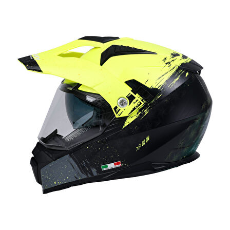 Sway X60 Solid Full Face Enduro Touring Adventure Kapalı Motosiklet Kaskı L Beden Sarı Siyah
